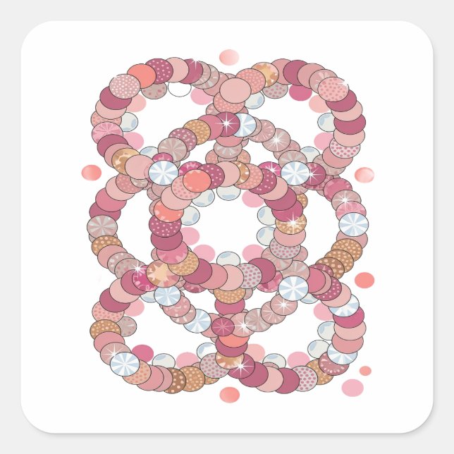 Quadrado Adesivo Rosa Premium ROSA E BRANCO CIRCULOS (Frente)