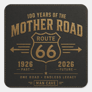 Quadrado Adesivo route 66 Black Gold Garage Americana