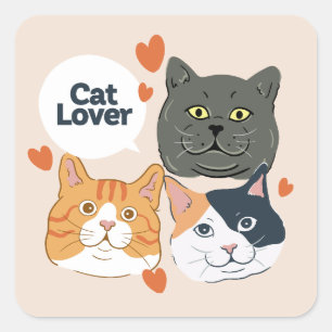 Quadrado Adesivo Simples de Amante de Gato pai de gato