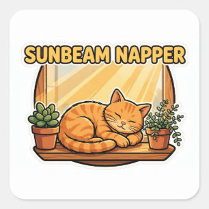 Quadrado Adesivo Sunbeam Napper - Gato Listrado Laranja Dor