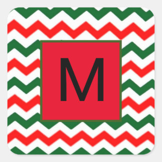 Quadrado adesivo verde e vermelho inicial personalizado