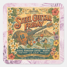 Adesivo Vintage Steel Guitar FRIDAY Waikīkī