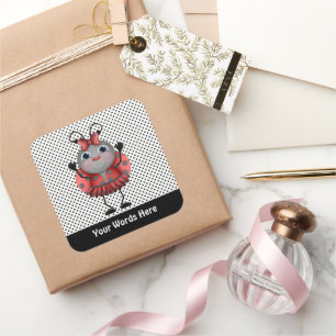 Quadrado Adicione o adesivo de ladybug de desenhos