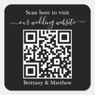 Quadrado Adicione o Código QR do Site de Casamento Adesivo 