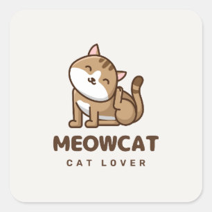 Quadrado Aficionado Estético de Gatos Adesivo   pai de gato