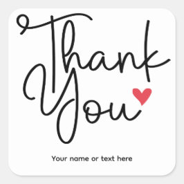 Quadrado Agradecimento Elegante com Coração Adesivo
