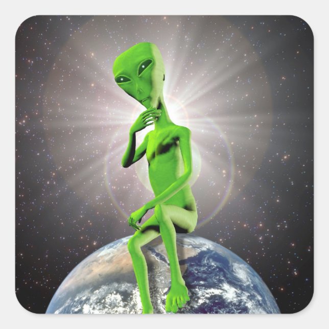Quadrado Alienígena e adesivo da Terra (Frente)