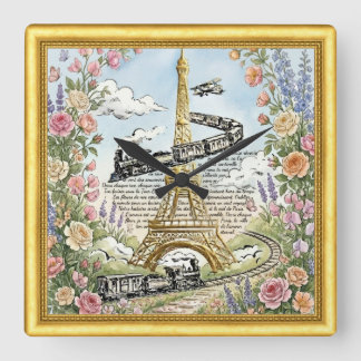 Quadrado Amo Relógio de Paris, Torre Eiffel, Arte Francesa