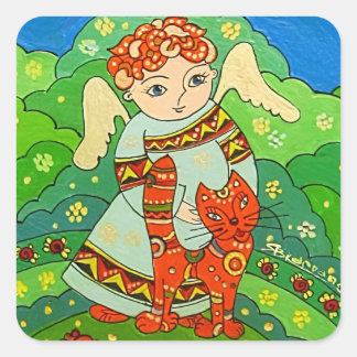 Quadrado Anjo com o adesivo do gato