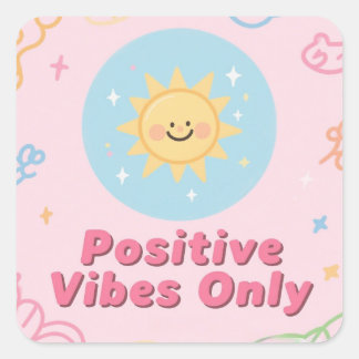Quadrado Apenas Vibrações Positivas – Adesivo Motivacional