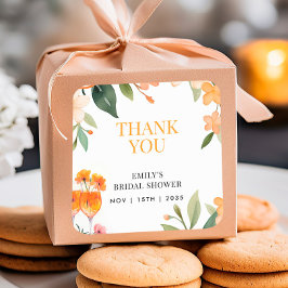 Quadrado Aperol Spritz Floral Chá de Noiva Adesivo