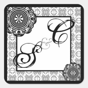 Quadrado Arábico Black Lace, adesivo monograma de souvenir