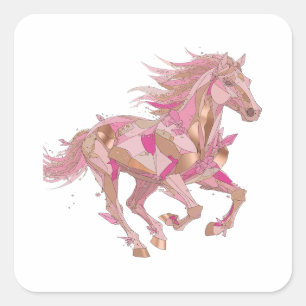Quadrado Arte de Adesivo PINK AND GOLDEN PONY Prata Dinâmic