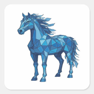Quadrado Azul Alegre CAVALO DE Gelo Azul Adesivo Arte
