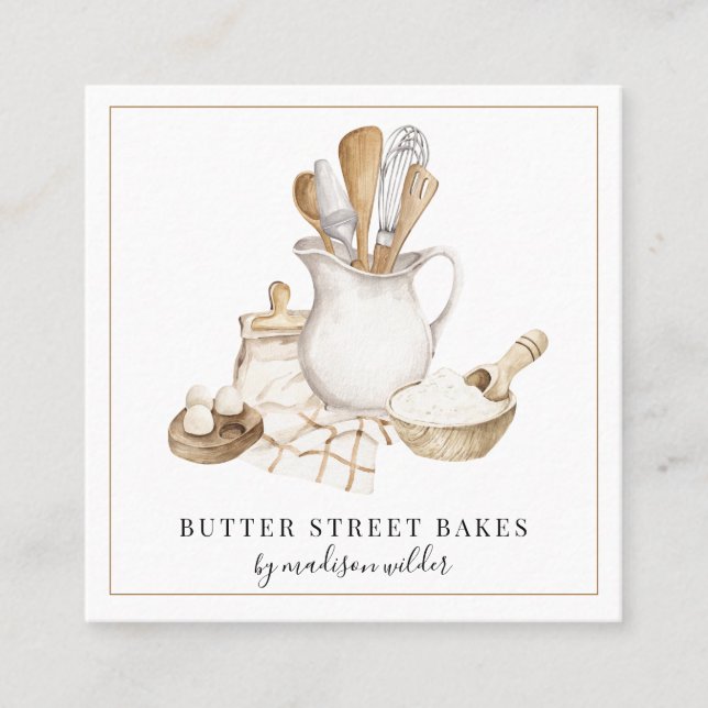 Quadrado Baker Bakery - Cartão de visita (Frente)