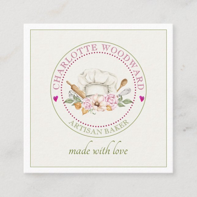 Quadrado Baker Chefs Hat Cartão de visita (Frente)