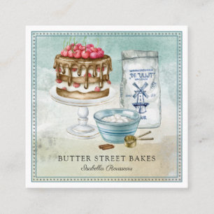 Quadrado Baker Paery Chef Watercolor Cartão de visita