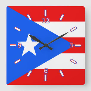 Quadrado Bandeira do Relógio de Porto Rico (Com Números)
