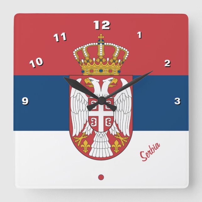 Quadrado Bandeira sérvia e sérvia relógio de moda/fã esport (Frente)