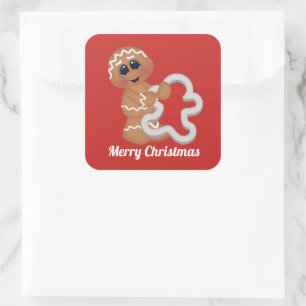 Quadrado Banhando pão de Natal adiciona adesivo de mensage