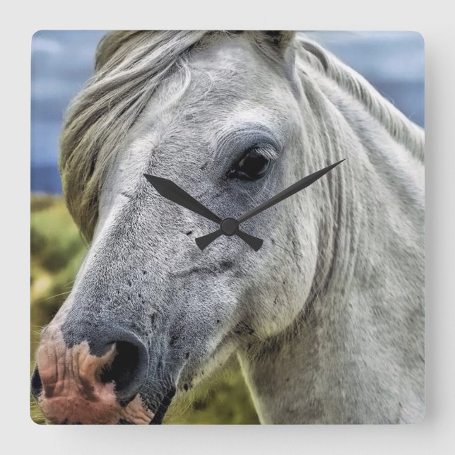 Quadrado Belo relógio de cinza (Frente)