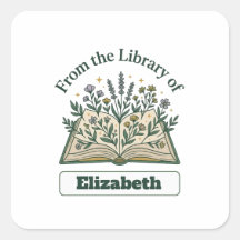 Biblioteca Personalizada de Nome Adesivo Floral