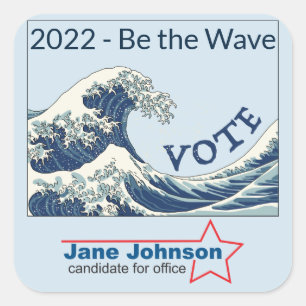 Quadrado Blue Wave 2020 - adesivo de campanha personalizáv