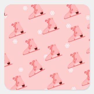 Quadrado Blush Rosa Patinação no Gelo Adesivo Redondo Cláss