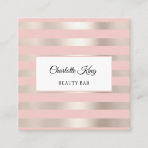 Quadrado Blush Stripes Salon Cartão de visita