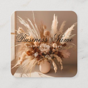 Quadrado Boho Estética Floral Seco Cartão de Visita