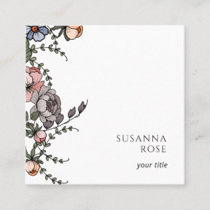 Quadrado Boho Floral Vines Cartão de visita