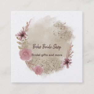 Quadrado Boho Watercolor Floral Square Cartão de visita