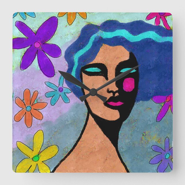 Quadrado Bonito relógio de Abstrato (Frente)