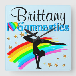 QUADRADO BONITO RELÓGIO DE GIMNAST PERSONALIZADO AZUL