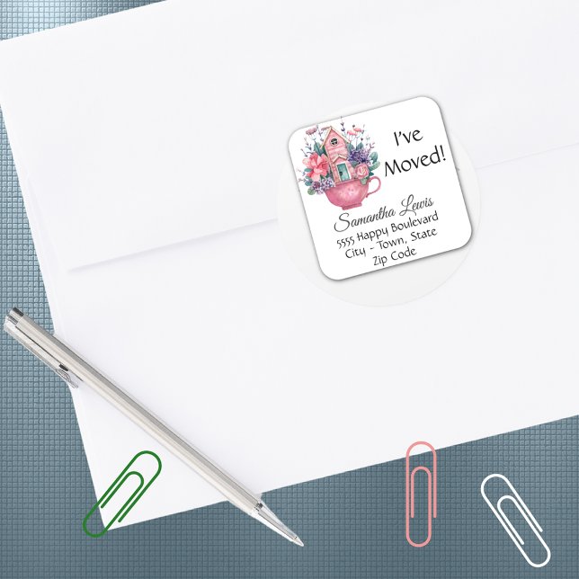 Quadrado Bonito Watercolor, movi um adesivo de endereços de (Criador carregado)