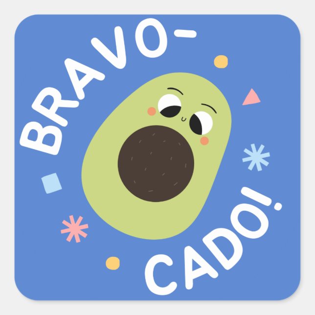 Quadrado Bravo Cado - Adesivo de Abacate (Frente)