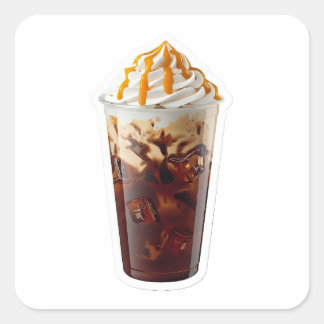 Quadrado Café com Gelo 3D Premium com Adesivo de Gotejament