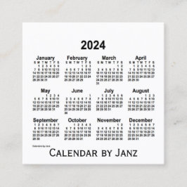 Quadrado Calendário Branco de 2024 por Cartão de visita da