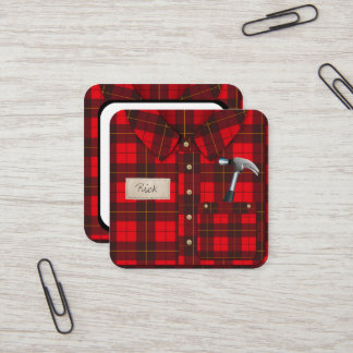 Quadrado camisa de gingham vermelha cartão de visita