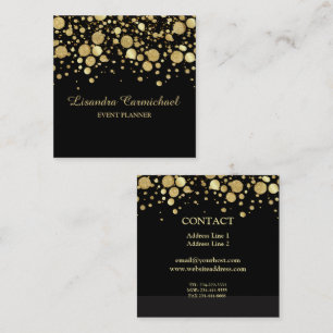 Quadrado Capa Dourada Confetti no Cartão de visita preto qu