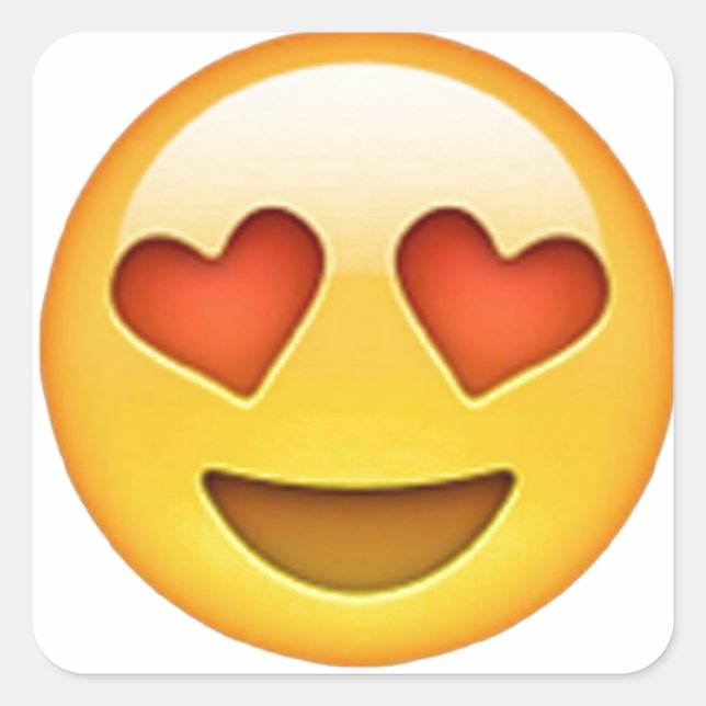 Quadrado Cara com olhos em forma de coração adesivo emoji (Frente)