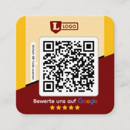 Quadrado Cartão de avaliação do Google com cartão de visita