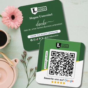 Quadrado Cartão de avaliação do Google com cartão de visita