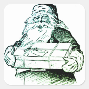 QUADRADO CARTÃO DE NATAL VINTAGE ÁRVORE DE NATAL ADESIVO SE