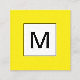 Quadrado Cartão de visita amarelo minimalista do monograma