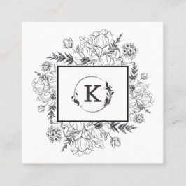 Quadrado Cartão de visita Branco Botânico Moderno