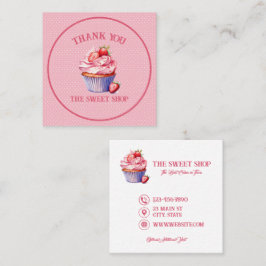 Quadrado Cartão de Visita da Padaria Pink Cupcake | Texto E