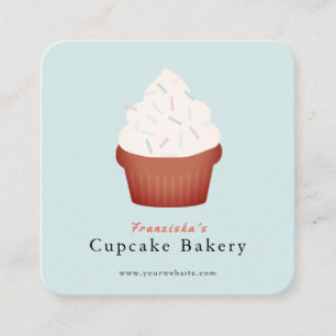 Quadrado Cartão de visita da Praça Azul Cupcake 