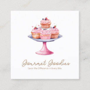 Quadrado Cartão de visita da Praça da Cupcake de Aquarela