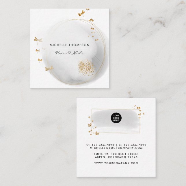 Quadrado Cartão de visita da Praça de Arroz de Brushstrokes (Frente/Verso)